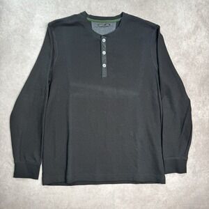 Banana Republic Shirt Mens XL Black Long Sleeve Henley Preppy Button